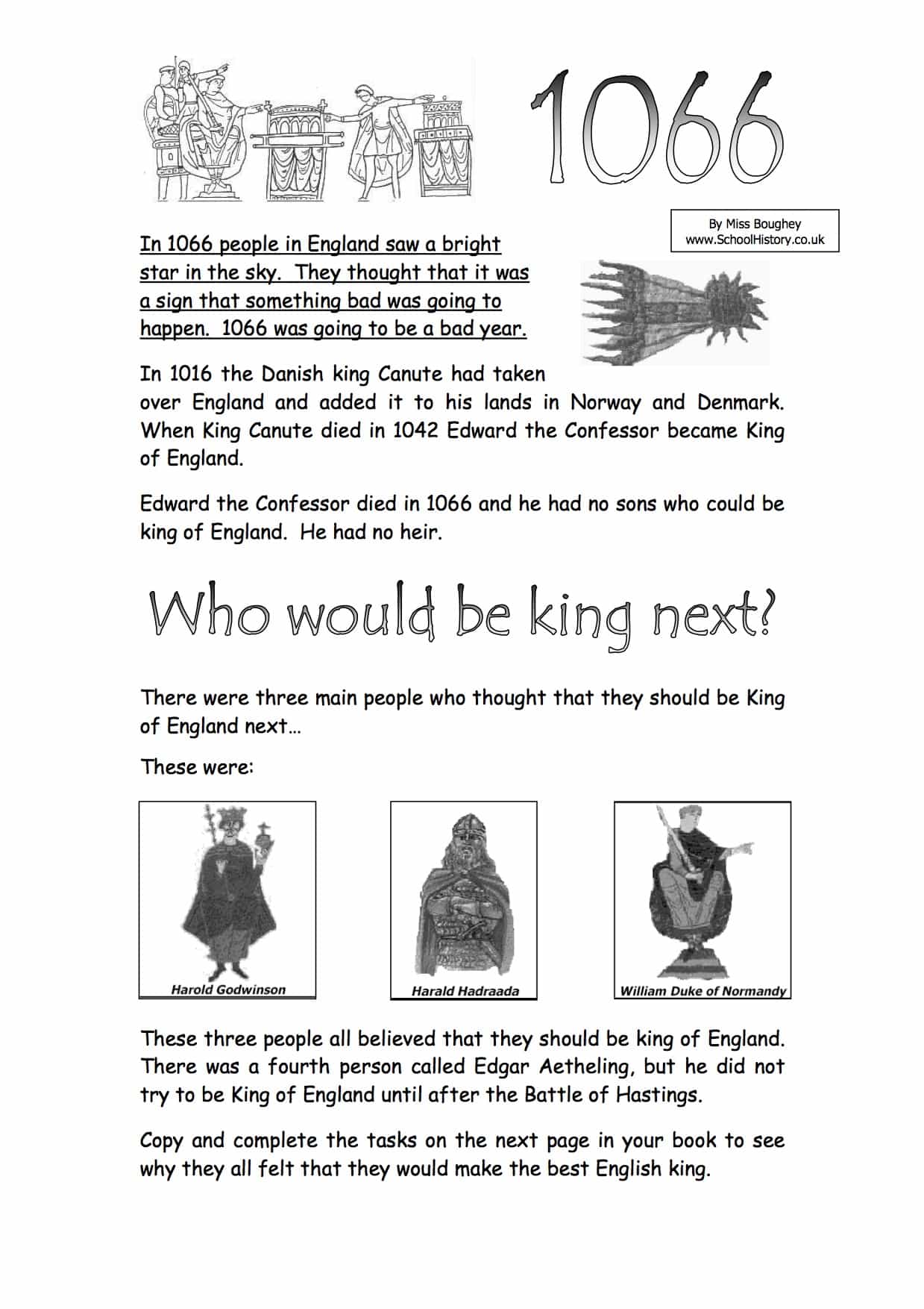 1066 Who Should Be King Worksheet Free Printable PDF (SEN)