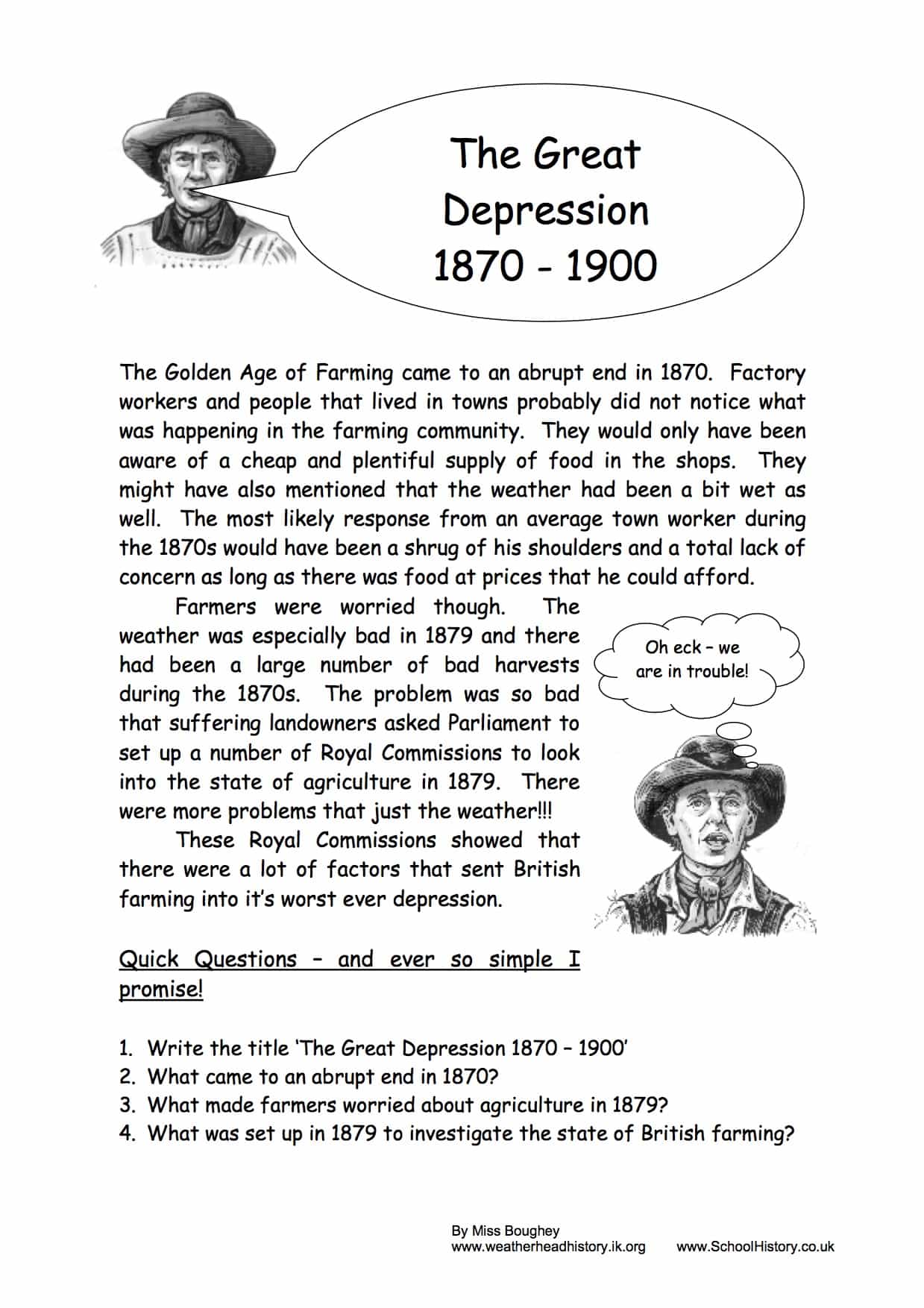 The Great Depression In Farming 22-22 Worksheet - GCSE Level In The Great Depression Worksheet
