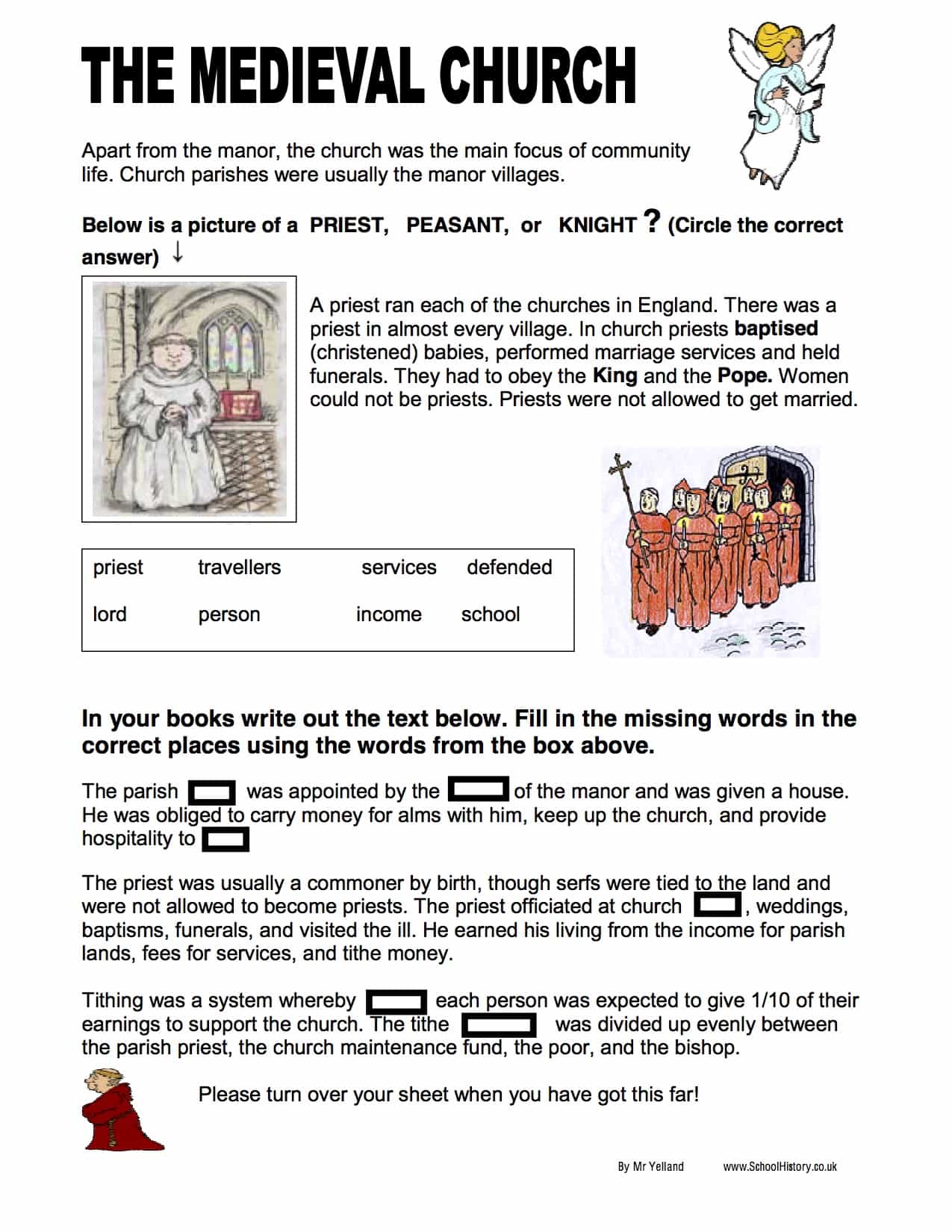 The Medieval Church Summary Facts SEN Free Worksheet