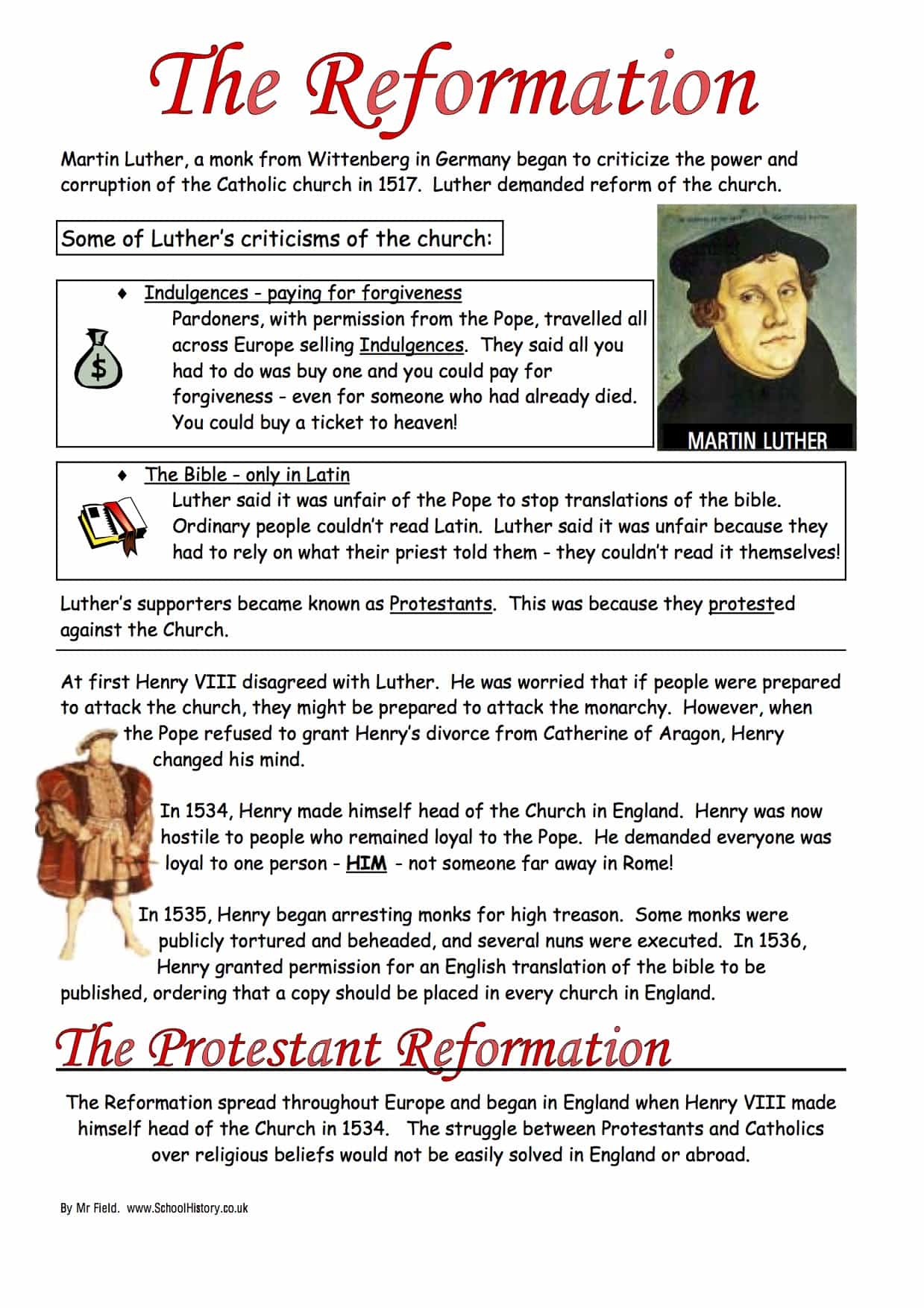 The Protestant Reformation Worksheet  Year 20 Study Guide Inside Protestant Reformation Worksheet Answers