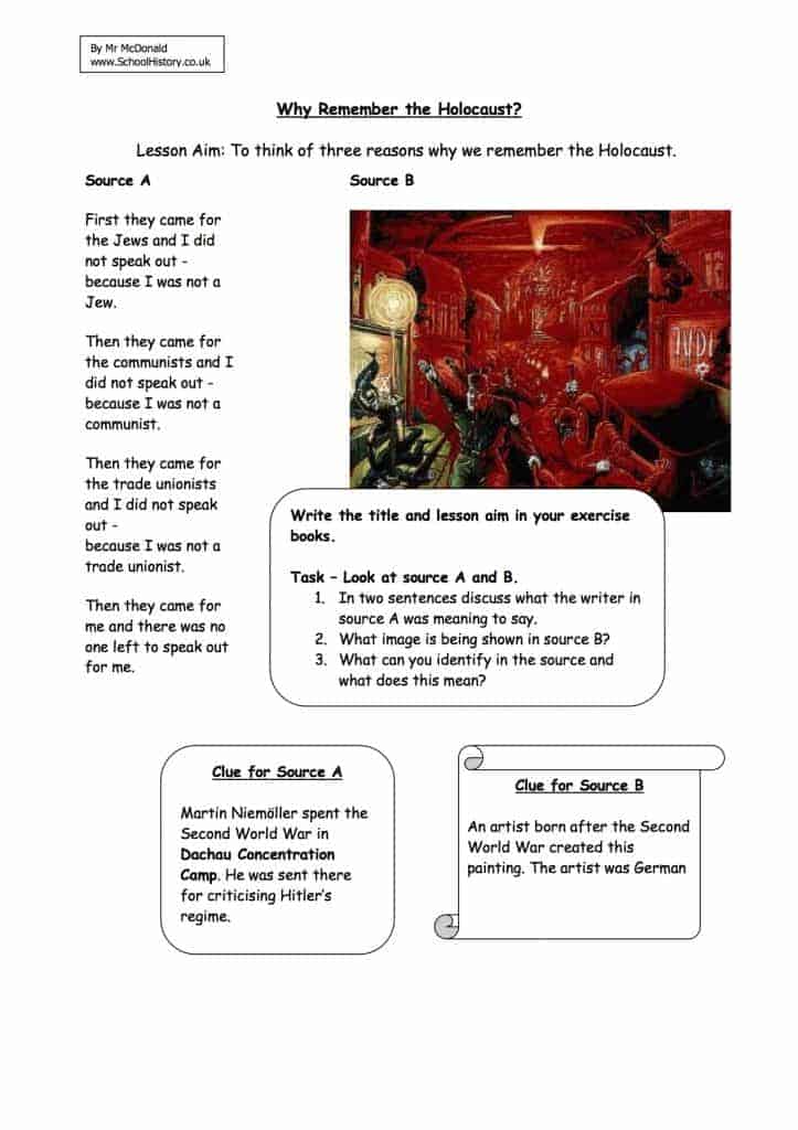Holocaust Printable Worksheets For Elementary Students
