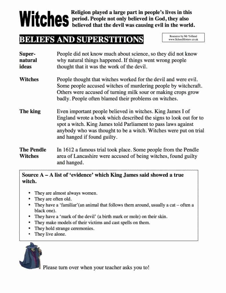 Witchcraft Worksheets KS3 KS4 Lesson Plans Resources