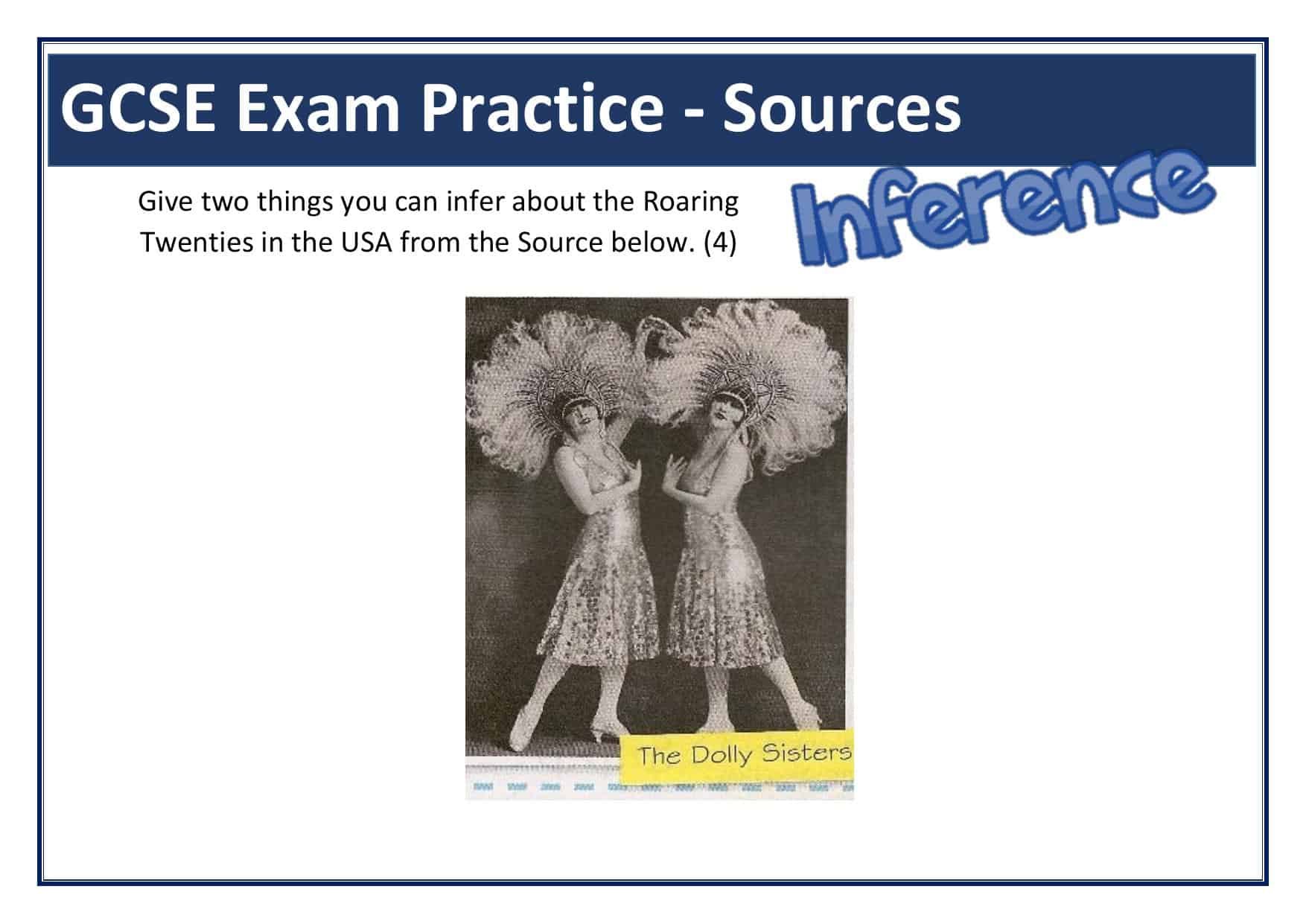 Roaring 20s GCSE Inference Source Question | Teaching ...