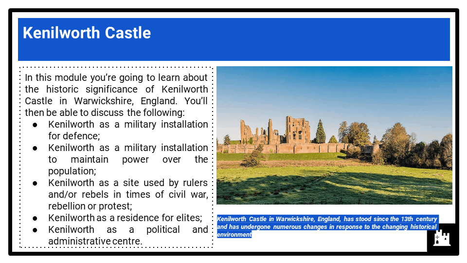 2G_ Historic Environment Kenilworth Castle, c.1125-1660, Presentation