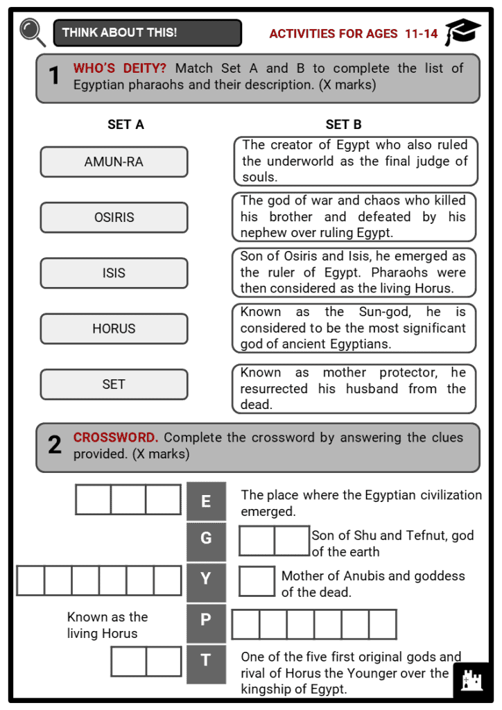 Ancient Egyptian Gods and Goddesses Student Activities & Answer Guide 1