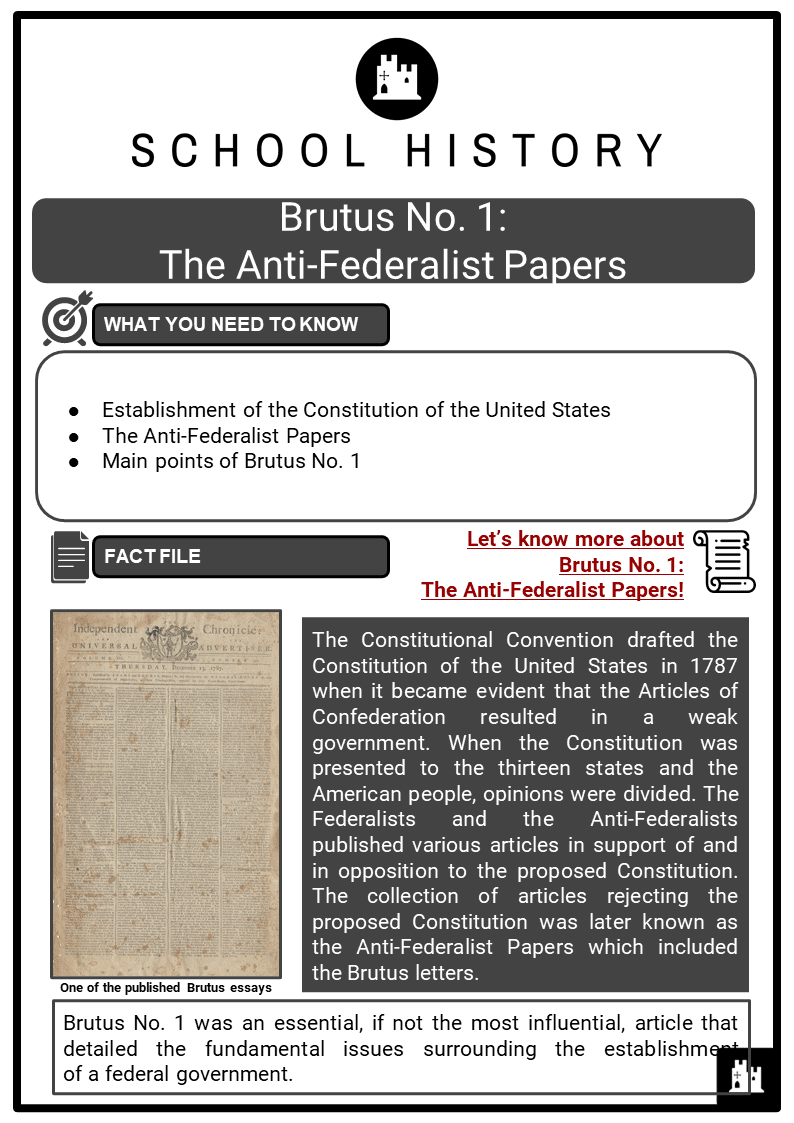 Brutus No. 1: The Anti-Federalist Papers Facts, Worksheets, Summary
