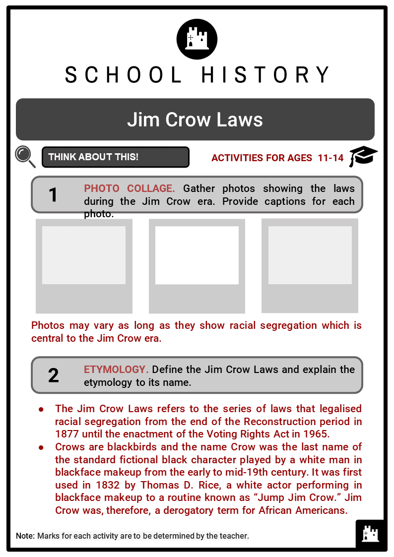 Jim Crow Laws Facts, Worksheets, Background & Establishment