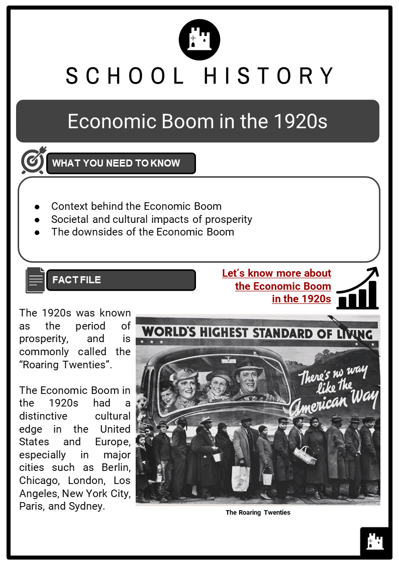 Economic Boom22s Facts, Worksheets, Context, Impact & Downsides Within The Roaring Twenties Worksheet