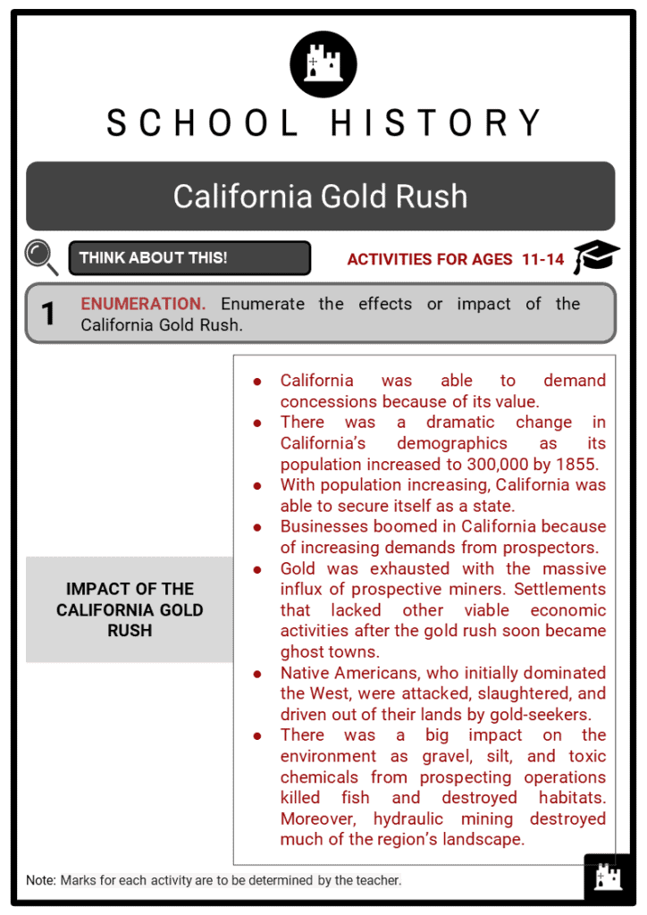 California Gold Rush Student Activities & Answer Guide 2