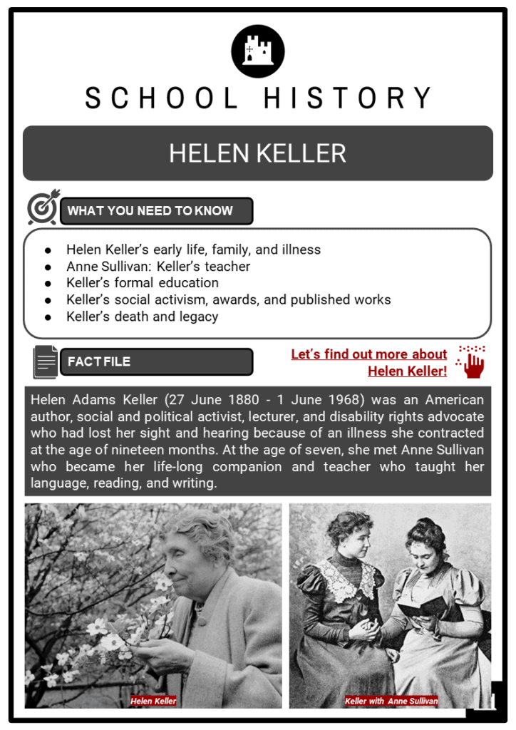 Helen Keller Facts Worksheets Life Education Activism Legacy