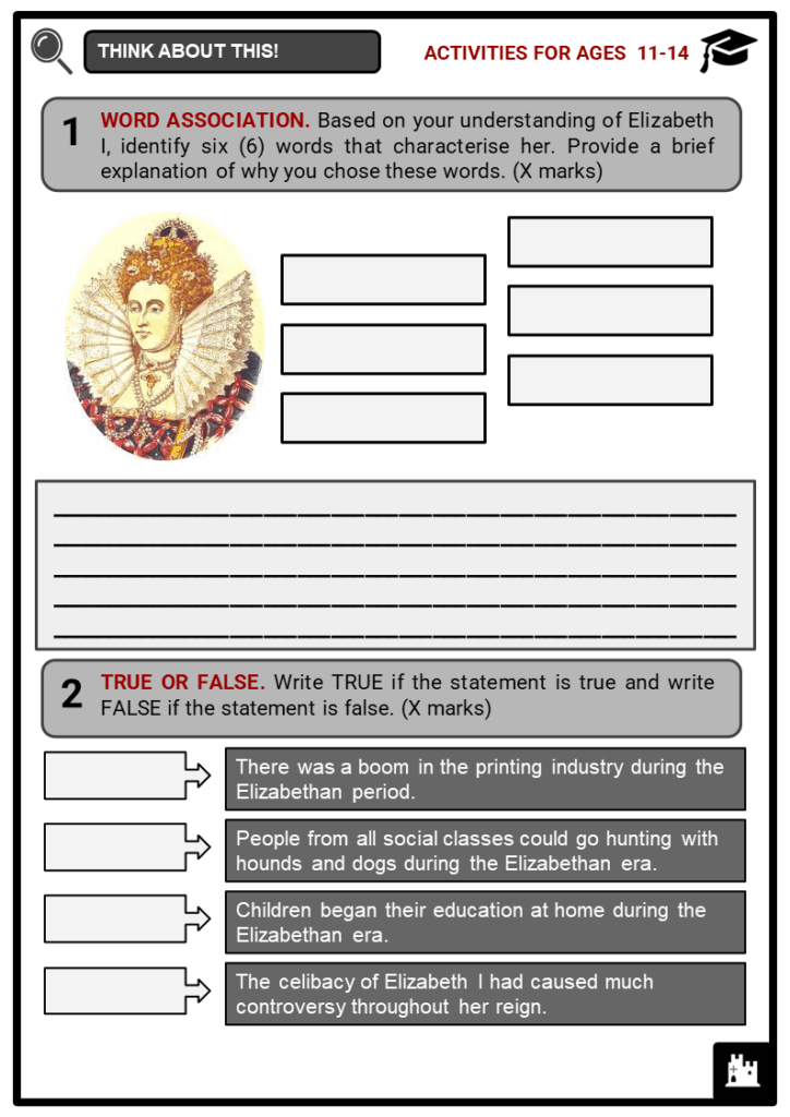 Elizabethan Era Student Activities & Answer Guide 1