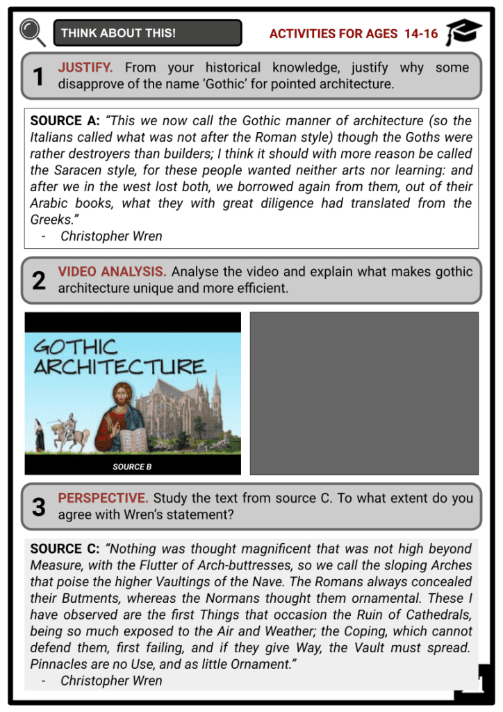 Gothic Architecture Activities & Answer Guide 3