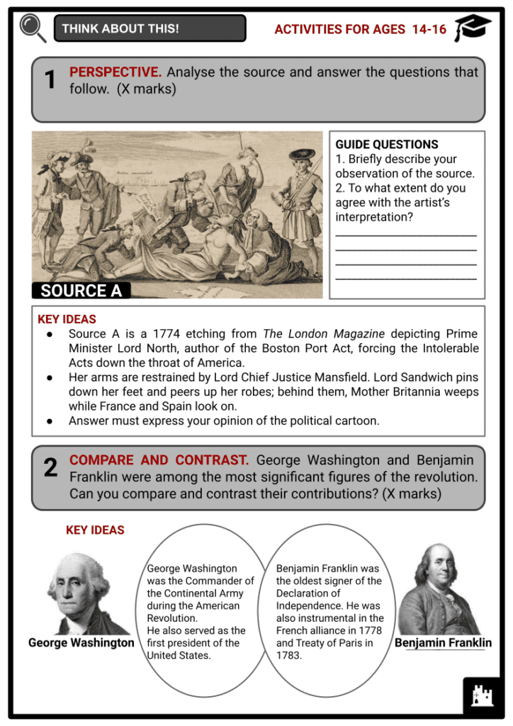 Timeline of the American Revolution Activities & Answer Guide 4