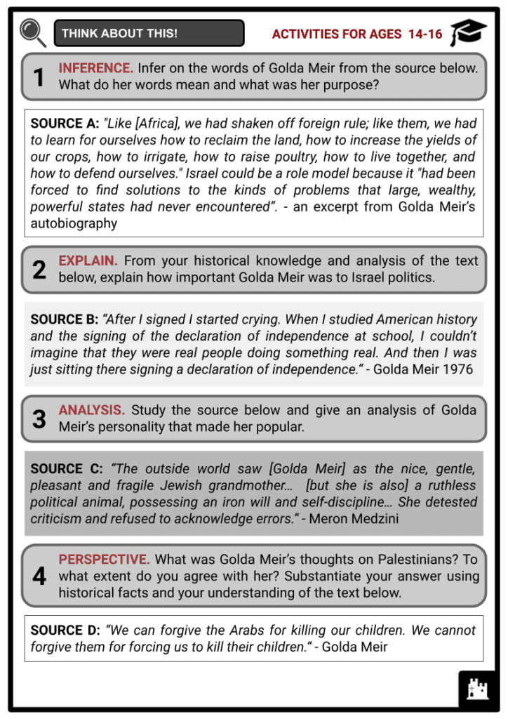 Golda Meir Activites & Answer Guide 3