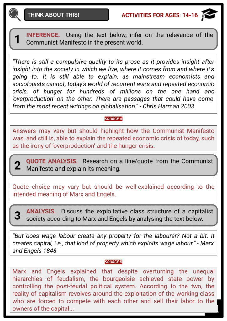 Communist Manifesto Activities & Answer Guide 4