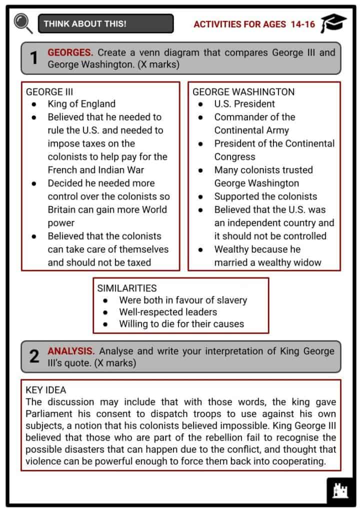 George III of England Activities & Answer Guide 4