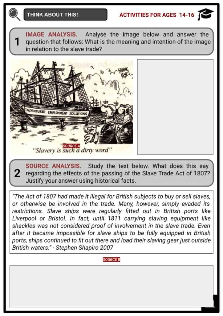 Slave Trade Act 1807 Activities & Answer Guide 3