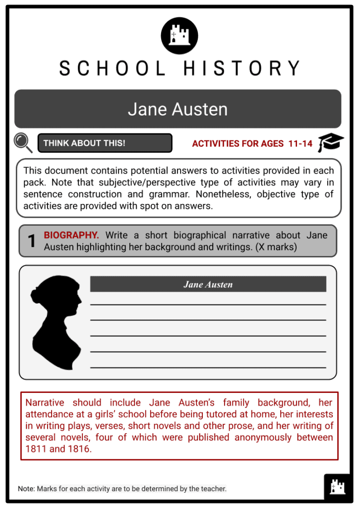 Jane Austen Activities & Answer Guide 2