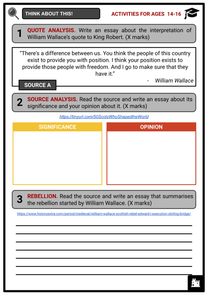 William Wallace Activities & Answer Guide 3