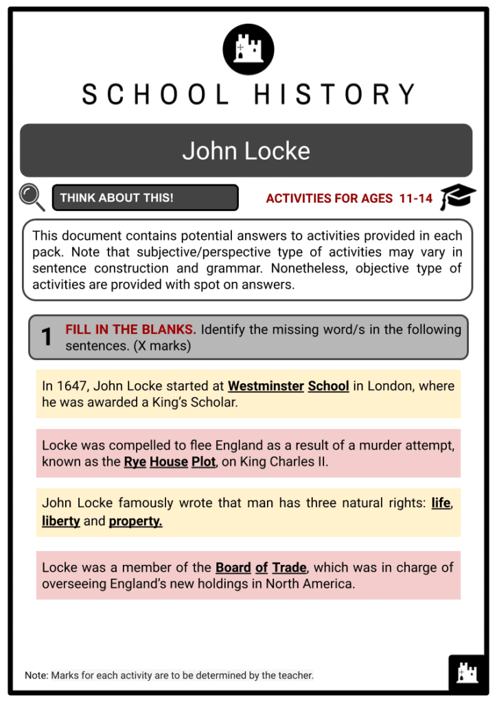 John Locke Activities & Answer Guide 2