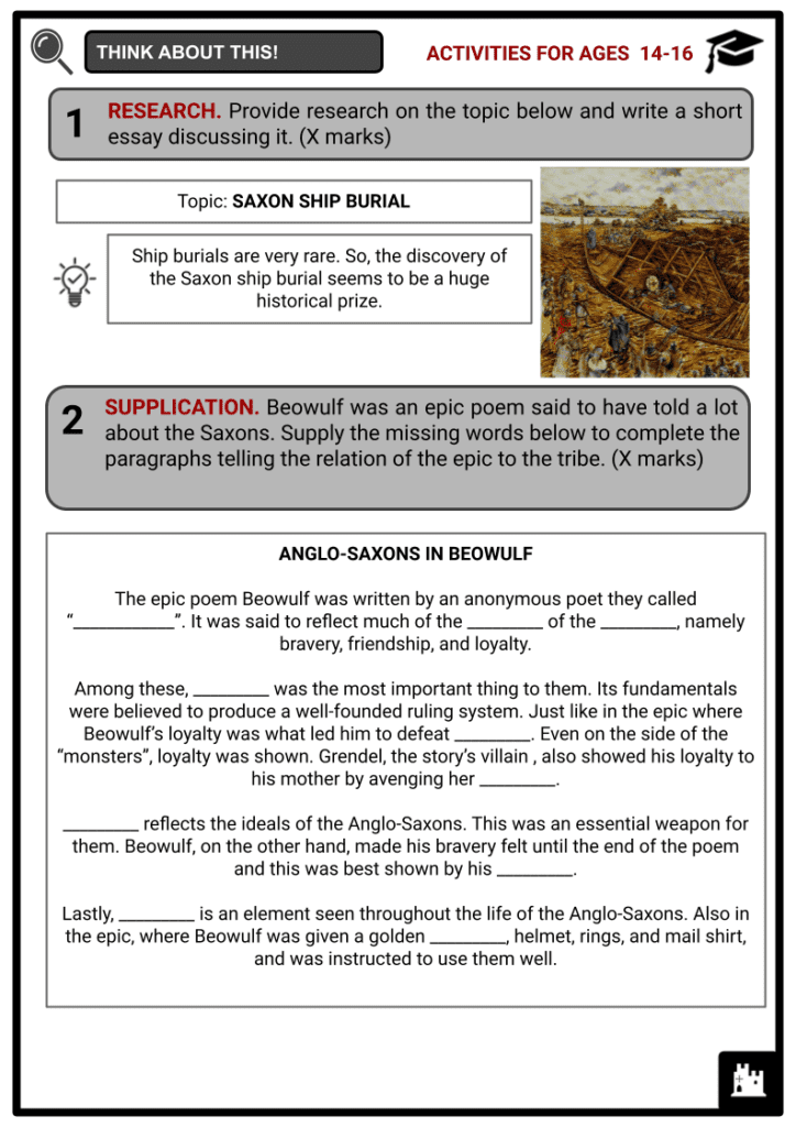 Anglo-Saxons Activities & Answer Guide 3