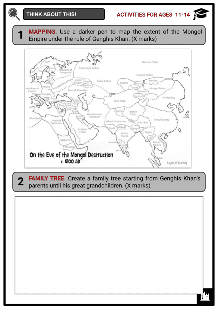 Genghis Khan Activities and Answer Sheet 1