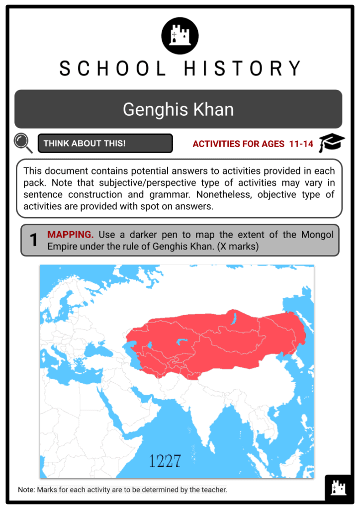 Genghis Khan Activities and Answer Sheet 2