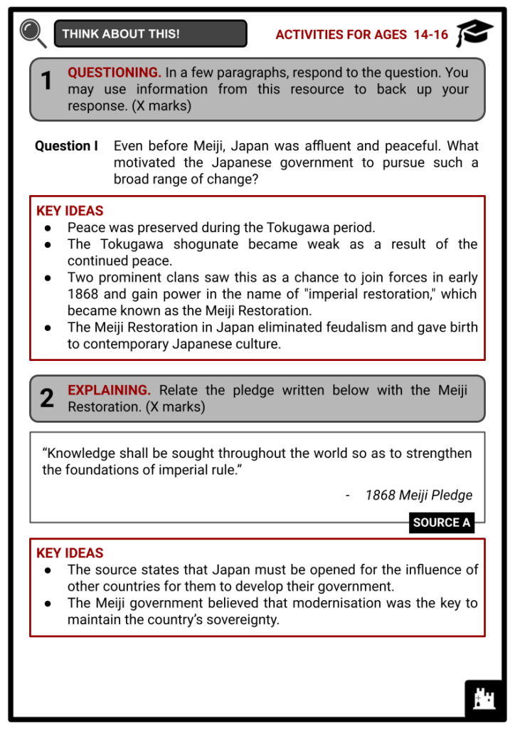 Meiji Japan Activity & Answer Guide 4