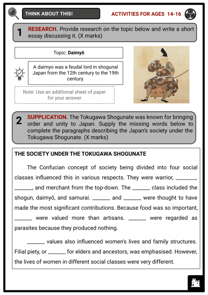 Tokugawa Japan Activities & Answer Guide 3
