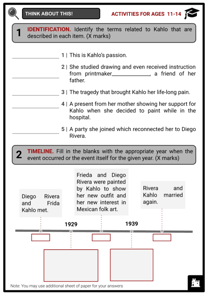 Frida Kahlo Activity & Answer Guide 1
