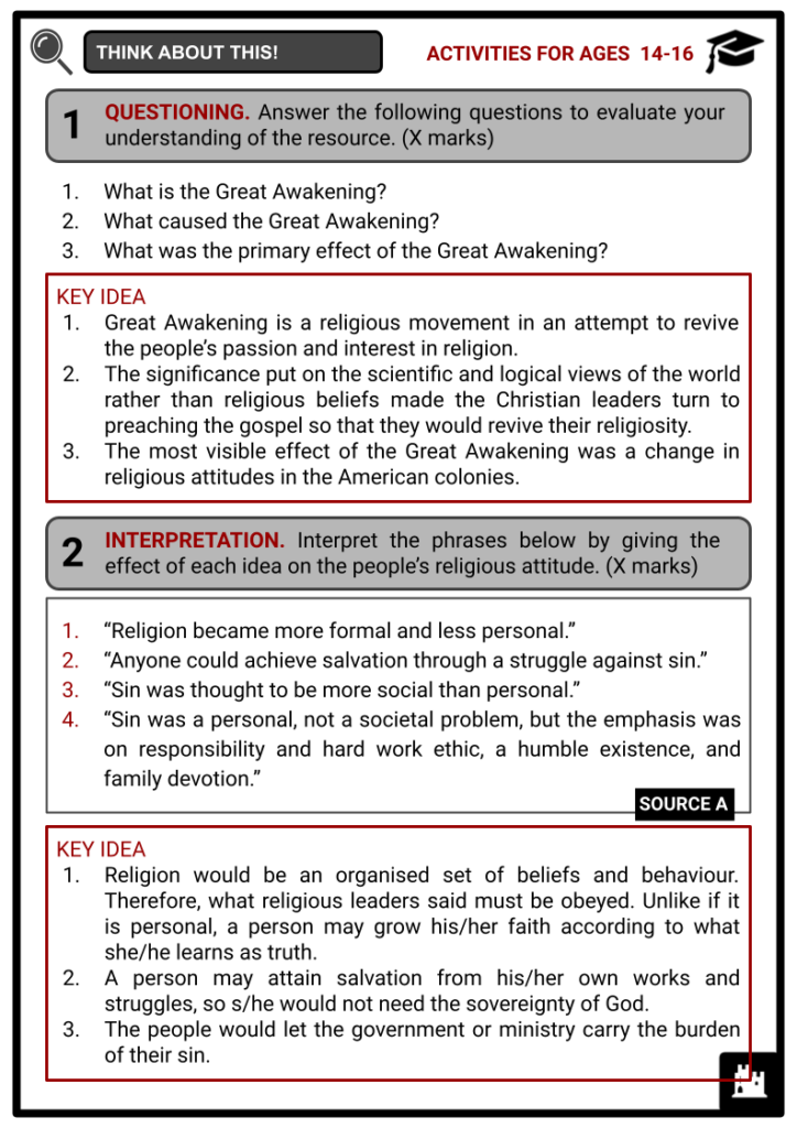 Great Awakening Activity & Answer Guide 4