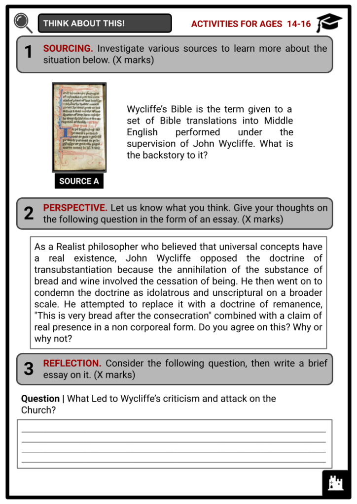 John Wycliffe Activity & Answer Guide 3