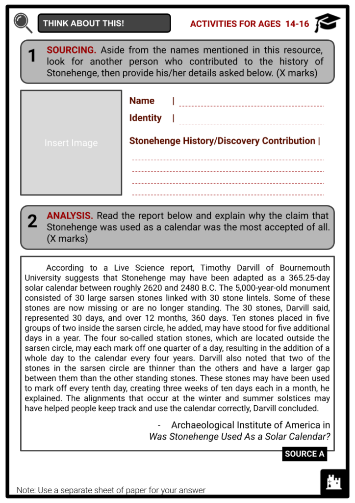 Stonehenge Activity & Answer Guide 3