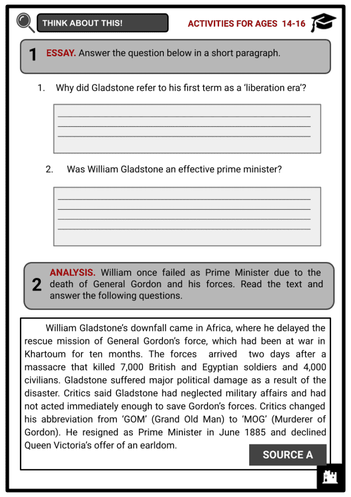 William Gladstone Activity & Answer Guide 3