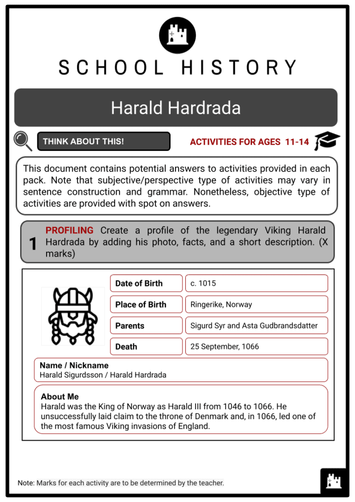 Harald Hardrada Activity & Answer Guide 2