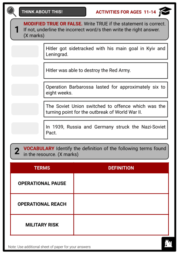 Operation Barbarossa Activity & Answer Guide 1