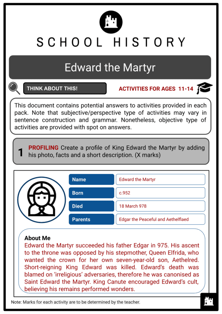 Edward the Martyr Activity & Answer Guide 2