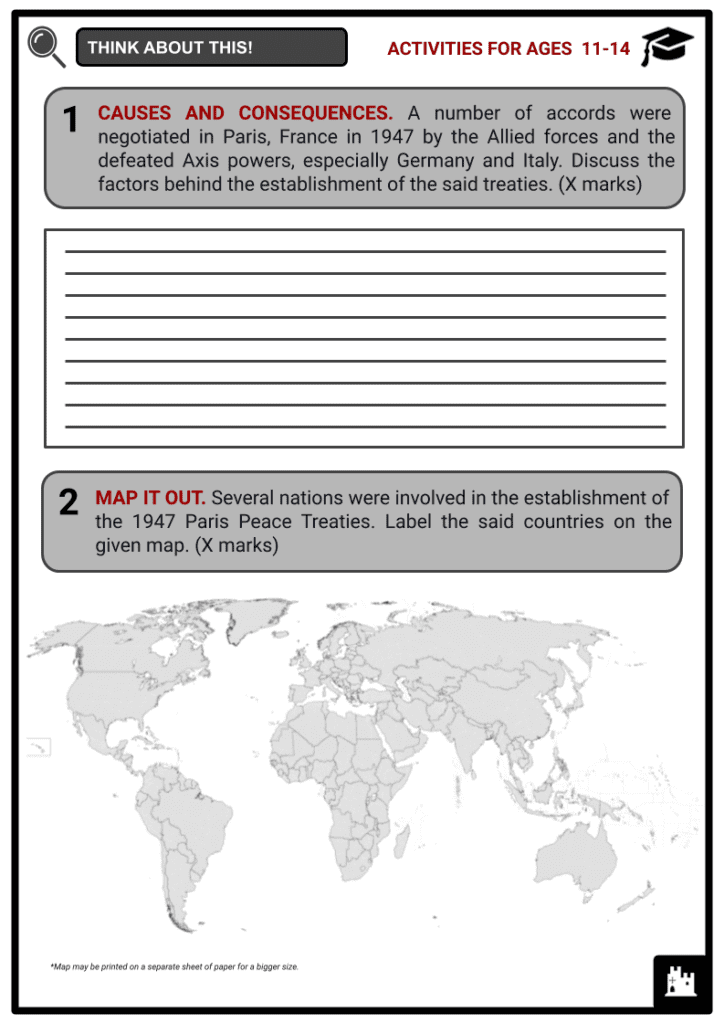 Paris Peace Treaties (WWII) Activity & Answer Guide 1