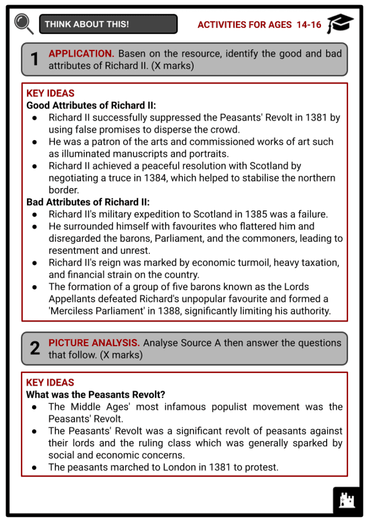 Richard II of England Activity & Answer Guide 4