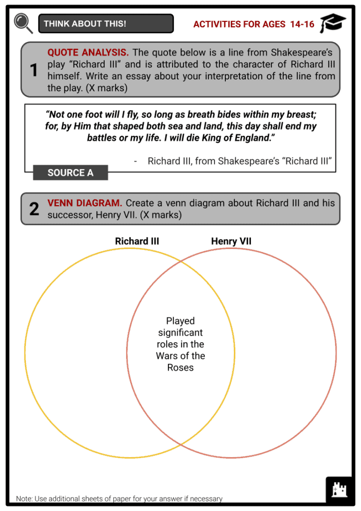 Richard III of England Activity & Answer Guide 3