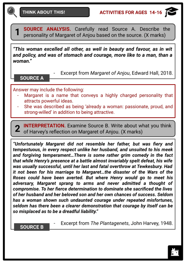 Margaret of Anjou Activity & Answer Guide 4