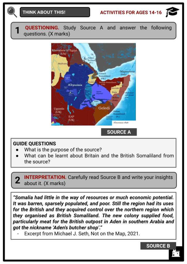 British Somaliland Activity & Answer Guide 3