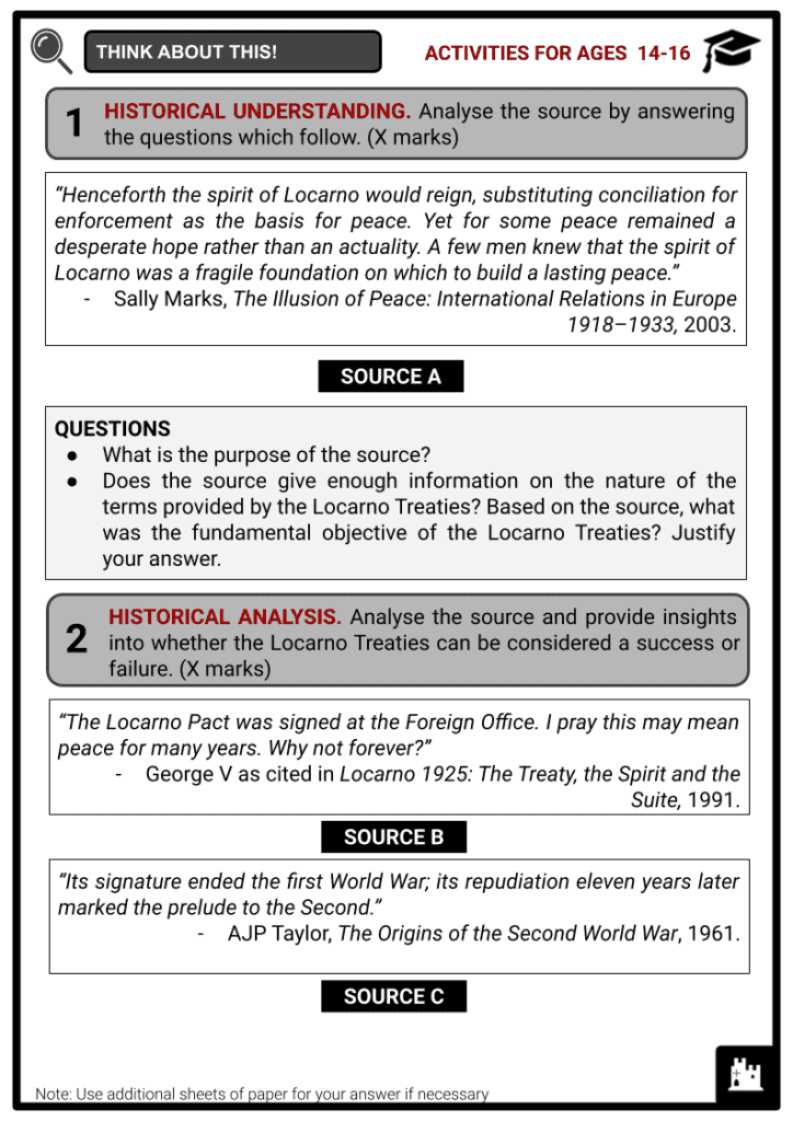 Locarno Treaties Activity & Answer Guide 3