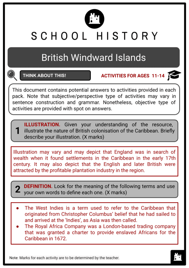 British Windward Islands Activity & Answer Guide 2