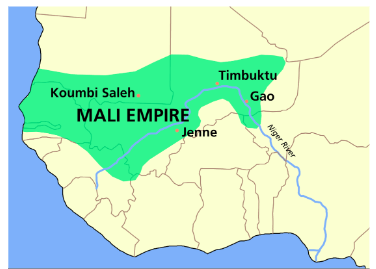 Map showing the extent of the Mali Empire