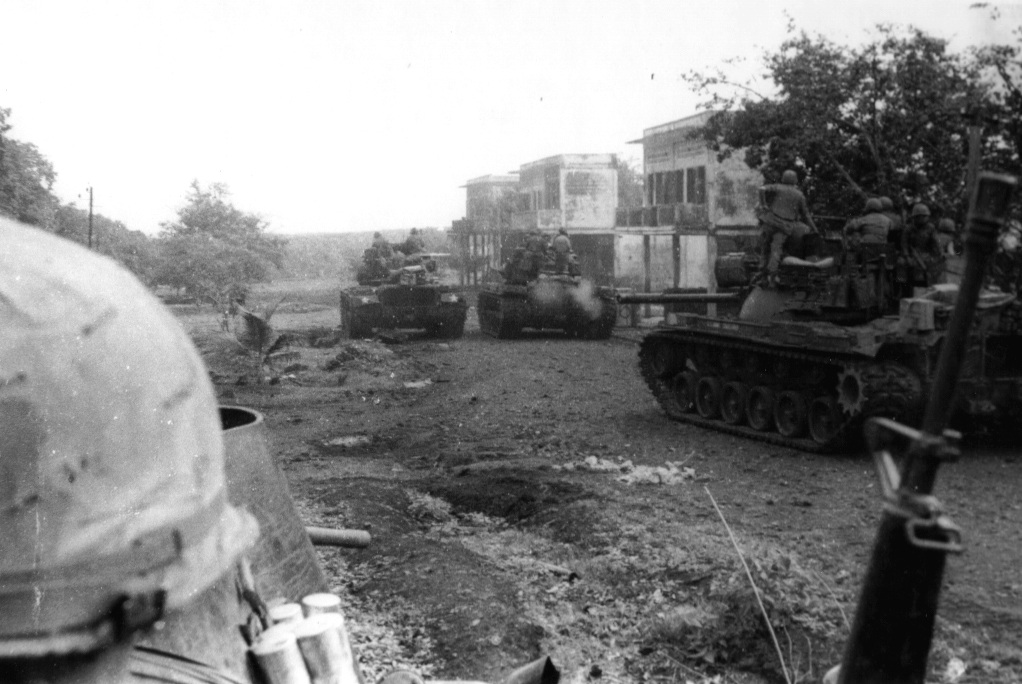 Military tanks during the Cambodian Civil War