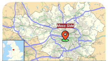 Location of Moss Side within Greater Manchester