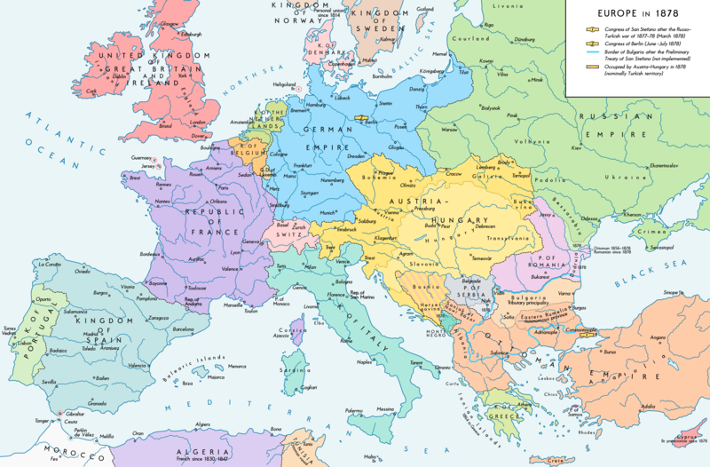 Map of Europe in 1878