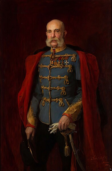 Franz Joseph's portrait by Philip de László, circa 1899.