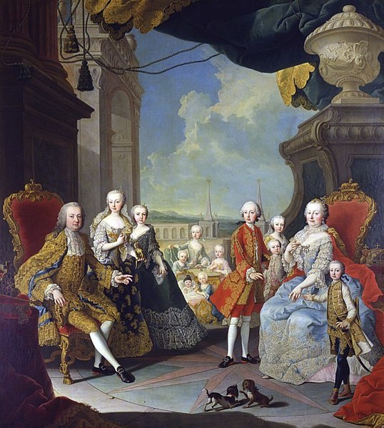 Maria Theresa with her family painted by Martin van Meytens, circa 1754.